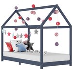 vidaXL Cadre de lit d'enfant Gris  Bois de pin massif 90 x 200 cm