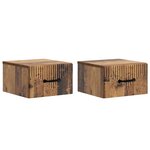 vidaXL Cabinet de chevet mural 2 Pièces Bois ancien 34 5 x 33 x 20 cm