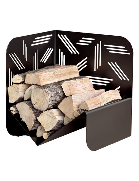 THIRARD - Range bûches noir pour intérieur et extérieur Pattern acier 433x500mm - THIRARD