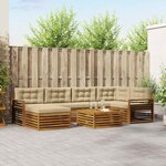 vidaXL Ensemble de canapés d'extérieur 7 Pièces Naturel et Beige
