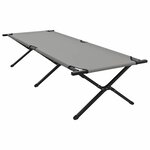 vidaXL Lit de camping pliant 2 Pièces Gris Tissu Oxford