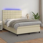 vidaXL Sommier à lattes de lit avec matelas et LED Crème 140x190 cm