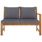 vidaXL Banc de jardin 114 5 cm avec coussin gris foncé Bois d'acacia