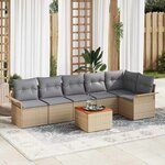 vidaXL Ensemble de canapé de jardin 7 Pièces Beige Poly rotin