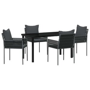 vidaXL Ensemble de salle à manger pour jardin 5 Pièces Noir et gris