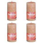 Bolsius Bougies pilier rustiques Shine 4 Pièces 130x68 mm Rose brumeux