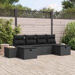 vidaXL Ensemble de canapé de jardin 6 Pièces Noir 55 x 62 x 69 cm