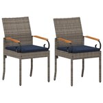 vidaXL Chaises de jardin avec coussin 2 Pièces Gris et bleu marine