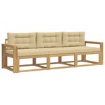 vidaXL Ensemble de canapés d'extérieur 3 pc Blanc et Beige Polyester