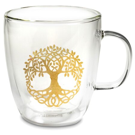 Tasse en verre double paroi arbre de vie