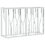 vidaXL Table console argenté 110x30x70 cm acier inoxydable et verre