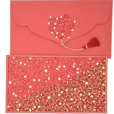 PAPERTREE EVA Lot de 5 Enveloppes cadeau 19x10cm Rouge