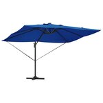 vidaXL Parasol déporté Roma avec LEDs Bleu Azur 352x251x265 cm Aluminium