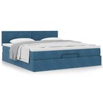 VidaXL Cadre de lit ottoman avec matelas bleu foncé 180x200 cm velours