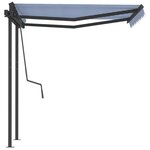 vidaXL Auvent manuel rétractable avec poteaux 3 5x2 5 m Bleu et blanc