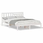 vidaXL Cadre de lit Blanc 150 x 200 cm Bois massif en pin
