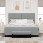 vidaXL Lit à ressorts avec matelas Gris clair 180 x 200 cm tissu