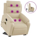 vidaXL Fauteuil inclinable de massage Crème Tissu