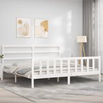 vidaXL Cadre de lit avec tête de lit blanc 200x200 cm bois massif