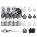 vidaXL Arbre de Noël artificiel pré-éclairé et boules noir 240 cm PVC