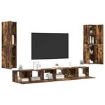 vidaXL Ensemble de meubles TV 7 Pièces Chêne fumé Bois d'ingénierie