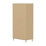 Flexa SAGA Armoire 2 portes a facades rainurees Beige sable Oat Pieds et boutons en chene