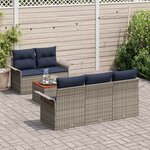 vidaXL Ensemble de canapé de jardin avec coussin 6 Pièces Gris polyrotin