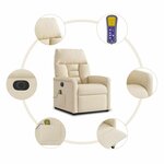 vidaXL Fauteuil inclinable de massage électrique crème tissu
