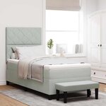 vidaXL Lit à ressorts avec matelas Gris clair 100 x 200 cm Velours
