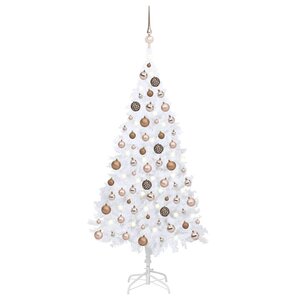 vidaXL Arbre de Noël artificiel pré-éclairé et boules blanc 120 cm PVC