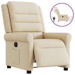 vidaXL Fauteuil inclinable électrique Crème Tissu