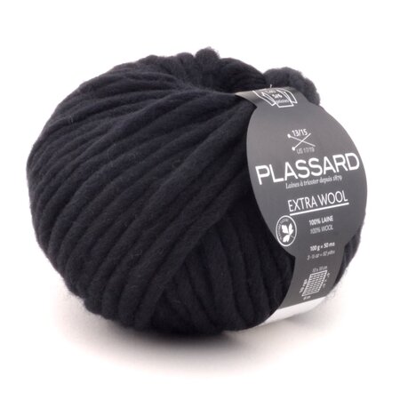 Grosse laine mèche Extra Wool 016 Noir 100  Laine