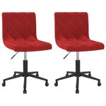 vidaXL Chaises pivotantes salle à manger 2 Pièces Rouge bordeaux Velours