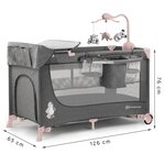 Kinderkraft lit d'enfant de voyage joy avec accessoires rose et gris