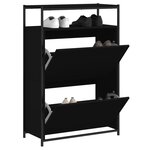 vidaXL Armoire à chaussures noir 75x34x112 cm bois d'ingénierie