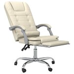 vidaXL Fauteuil de massage inclinable de bureau Crème Similicuir