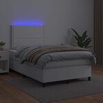 vidaXL Sommier à lattes de lit matelas LED blanc 120x190 cm similicuir