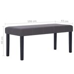 Banquette pouf tabouret meuble banc 106 cm gris synthétique 3002207