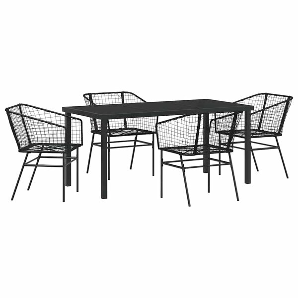 vidaXL Ensemble de salle à manger pour jardin 5 Pièces Noir polyrotin