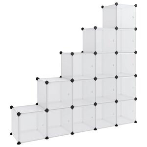 vidaXL Organiseur de rangement en cube avec 15 cubes et portes en PP transparent