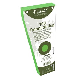 Paquet 100 Fiches Intercalaires Trapézoïdales Unies Perforées Forever - 105x240mm - Vert - X 6 - Exacompta