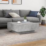 vidaXL Table basse avec lumières LED gris béton 80x80x31 cm