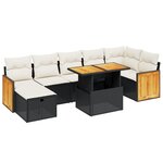 vidaXL Salon de jardin 8 Pièces avec coussins noir résine tressée