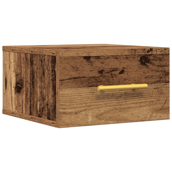 Table de chevet murale en bois ancien 35x35x20 cm
