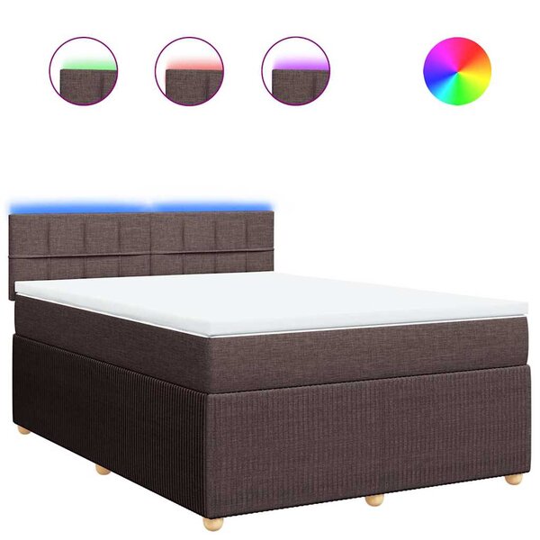 vidaXL Sommier à lattes de lit avec matelas Marron foncé 140x200 cm