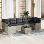 vidaXL Ensemble de canapé de jardin 8 Pièces Gris clair 55 x 55 x 37 cm