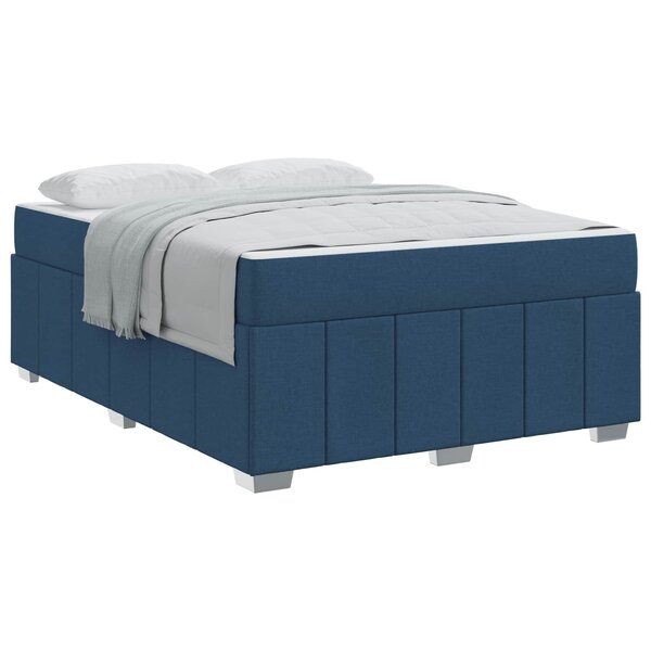 vidaXL Cadre de lit avec matelas Bleu 140 x 200 cm tissu