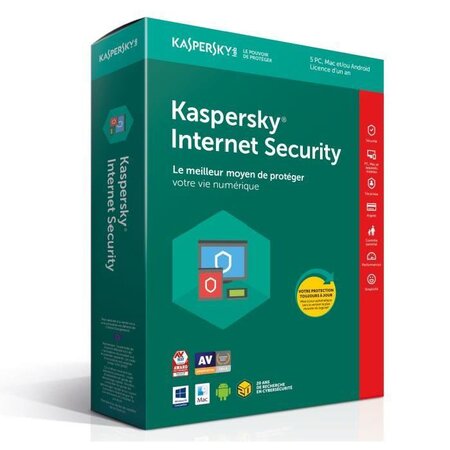 Kaspersky kaspersky internet security 2018 - licence 5 postes 1 an - suite de sécurité internet - licence 1 an 5 postes (français  windows et mac)