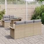 vidaXL Ensemble de canapé de jardin 6 Pièces Beige Poly Rattan