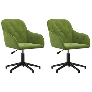 vidaXL Chaises pivotantes à manger lot de 2 Vert clair Velours
